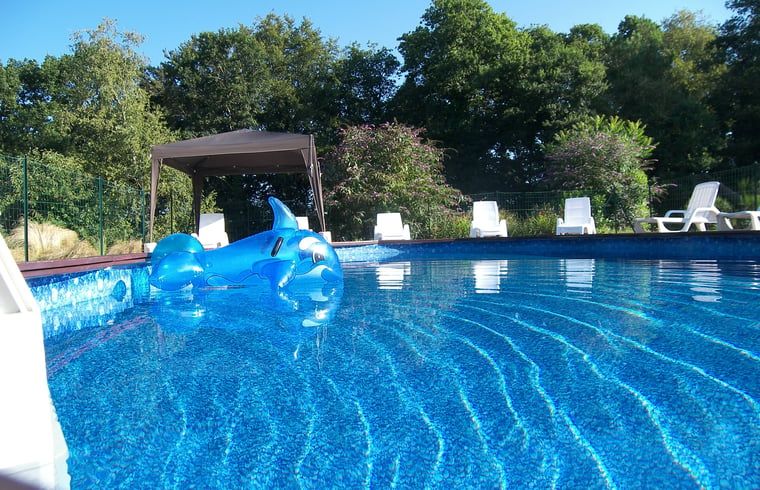 Geniessen Sie den Pool im Ferienhaus in Malguenac, Bretagne, ideal fuer Entspannung und Spass in der Natur.