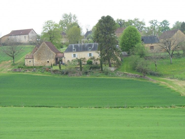 Das Ferienhaus Fonbigou liegt in der grnen Landschaft von Granges D'Ans, Aquitanien, Frankreich.
