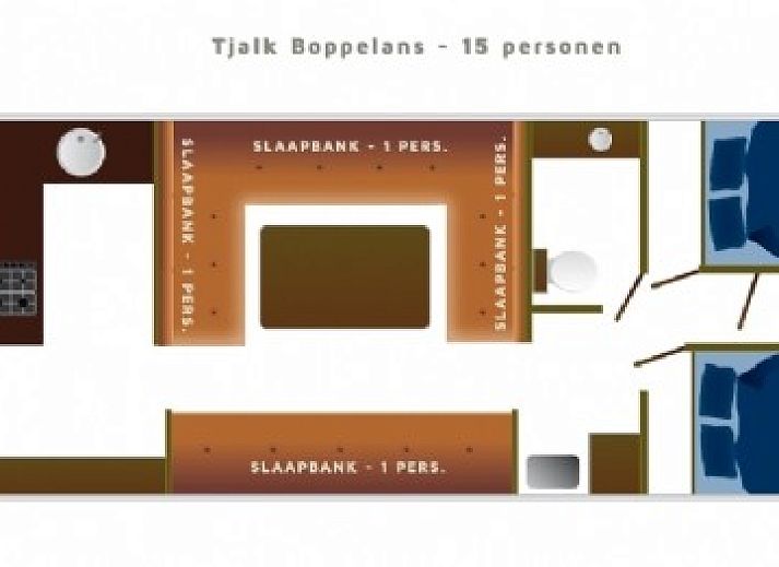 Gezellige binnenruimte van Boppelans in Gaastmeer, met houten interieur en keuken.