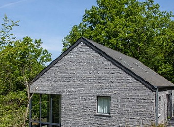 Gemuetliches Wohnzimmer im Ferienhaus La Roche Durbuy mit farbenfroher Kunst und bequemen Sofas.