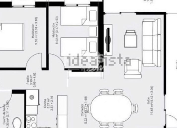 Sfeervolle slaapkamer in Appartement Xenia, Calpe, met uitzicht op de Costa Blanca in Spanje.