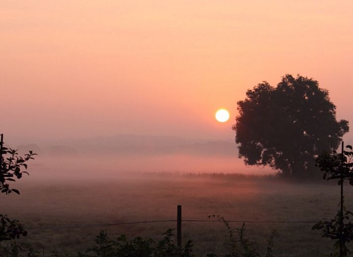 Sunny terrace with deck chairs at farmhousehouse.nl in Luttenberg, vacation home in Salland, Overijssel for ultimate relaxation.