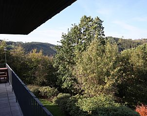 Geniet van het adembenemende uitzicht vanaf het terras van Ferienhaus Blick auf Dedenborn in Simmerath, Noordrijn-Westfalen.