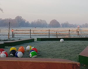 Buitenspeelruimte met sportmogelijkheden bij Witte Hoef vakantiehuis in Schaffen, Vlaams-Brabant.