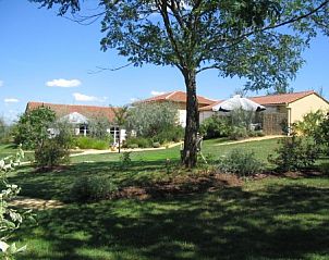 Enjoy the serene garden of Domaine Lou Peyrol, an idyllic vacation home in Paleyrac, Aquitaine, France.