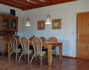 Cozy dining room in cottage Bouysonnet, Salignac, Aquitaine, with wooden furniture and country charm.