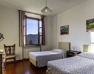 Attractive bedroom in Residence Al Foionco, vacation home in San Macario, Tuscany overlooking the hills.