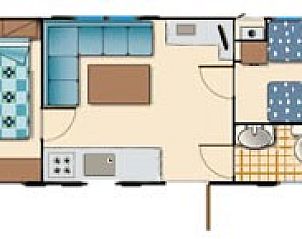 Plattegrond van Stacaravan - Mobilehome aan Zee in Viareggio, Toscane, met ruime indeling en comfortabele slaapkamers.