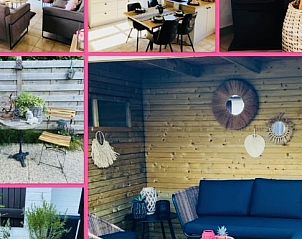 Comfortabele woonkamer met open haard in Huisje Amli, Bredene, Belgi.