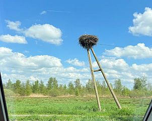 Uitzicht op het Friese platteland vanuit vakantiehuis in Spanga met heldere lucht en natuur.