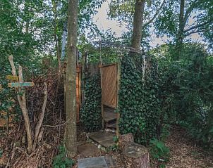 Charming outdoor shower surrounded by greenery at Holiday home in Nieuwehorne, Friesland.