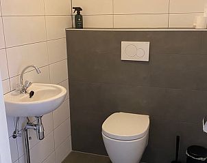 Comfortabele toiletvoorziening in Huisje in Damwald, vakantiehuis in Damwld, Friesland, met strakke en moderne afwerking.