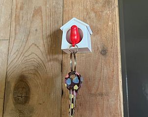 Sleutelhouder met unieke details in Vakantiehuisje in Escharen, een charmante touch in Noordoost Brabant.