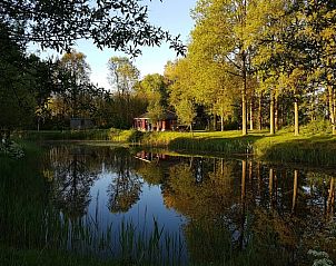 Prachtig uitzicht op vijver bij Huisje in Escharen, vakantiewoning in Noordoost Brabant.