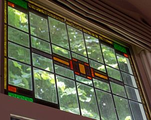 Stained glass window in Holiday cottage in De Heen, West Brabant, North Brabant.