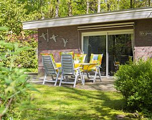 Buitenruimte van 't Boszicht in Nutter, Twente, met tuinmeubilair en groene omgeving.