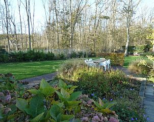 Natuurlijke tuin bij Van de Zeeuwse Stromen vakantiehuis, Dishoek, Walcheren, Zeeland met zitgedeelte.