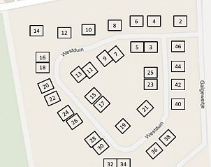 Plattegrond van Westduin 40 vakantiehuis, Vlissingen, Walcheren met overzicht van locatie.