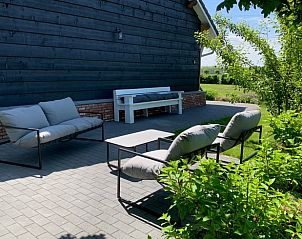 Groene tuin rondom Vakantiehuisje in Ovezande, Zuid-Beveland.