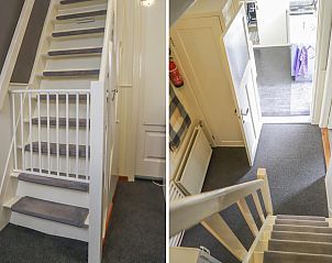 Trap en hal van VZ736 Vakantiehuis Ellewoutsdijk in Zuid-Beveland, Zeeland met veilige kinderhekje.