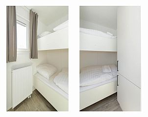 Stapelbedden in kindvriendelijke kamer van Vakantiehuis Hart van Zeeland, Zuid-Beveland.