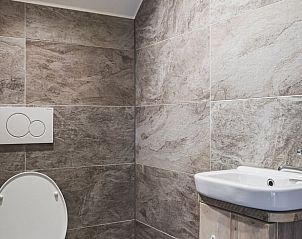 Stijlvolle toiletruimte in Huisje in Noordeloos, vakantiehuis in Noordeloos, Zuid-Holland.